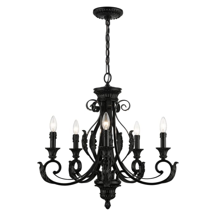 Valencia 5-Light Chandelier in Shiny Black Valencia 5-Light Chandelier in Shiny Black
