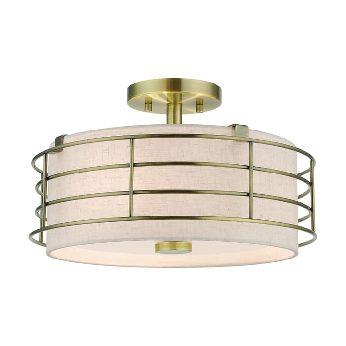Blanchard 3-Light Semi-Flush Mount in Antique Brass Blanchard 3-Light Semi-Flush Mount in Antique Brass