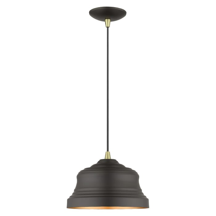 Endicott 1-Light Pendant in Bronze with Antique Brass Endicott 1-Light Pendant in Bronze with Antique Brass