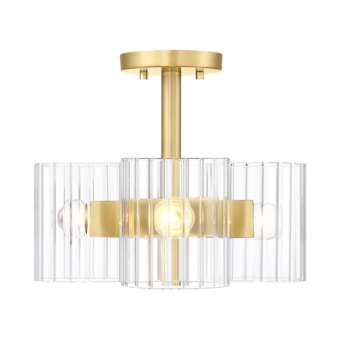 Aries 3-Light Semi-Flush Mount in Brushed Gold Aries 3-Light Semi-Flush Mount in Brushed Gold