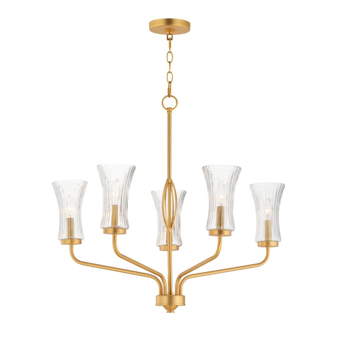 Camelot 5-Light Chandelier in Natural Aged Brass Camelot 5-Light Chandelier in Natural Aged Brass