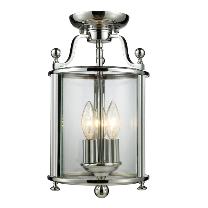 Z-Lite Wyndham 3-Light Semi Flush Mount Ceiling Light In Chrome Z-Lite Wyndham 3-Light Semi Flush Mount Ceiling Light In Chrome