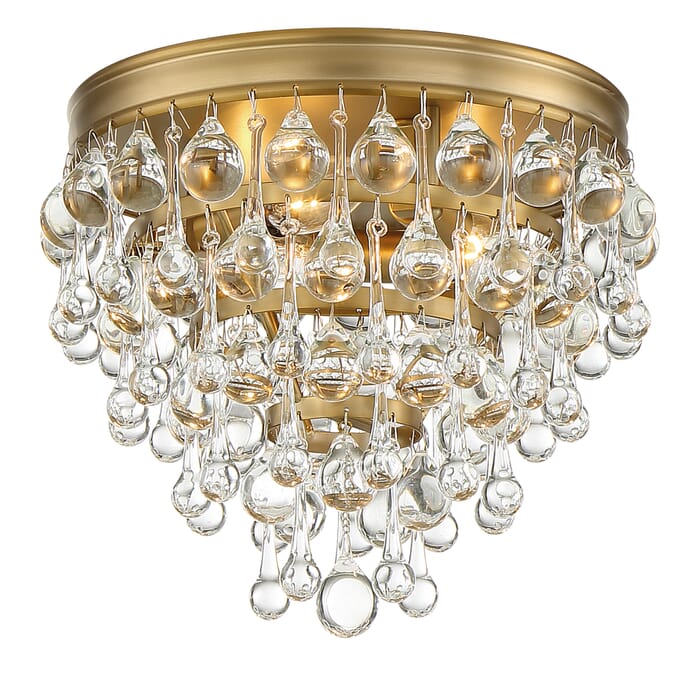 Crystorama Calypso 3-Light 10" Ceiling Light in Vibrant Gold with Clear Glass Drops Crystals Crystorama Calypso 3-Light 10" Ceiling Light in Vibrant Gold with Clear Glass Drops Crystals