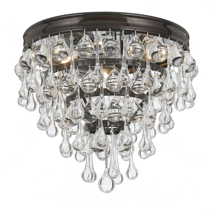 Crystorama Calypso 3-Light 10" Ceiling Light in Vibrant Bronze with Clear Glass Drops Crystals Crystorama Calypso 3-Light 10" Ceiling Light in Vibrant Bronze with Clear Glass Drops Crystals