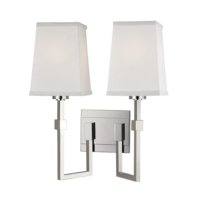 Hudson Valley Fletcher 2-Light 15" Wall Sconce in Polished Nickel Hudson Valley Fletcher 2-Light 15" Wall Sconce in Polished Nickel