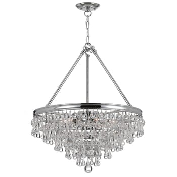 Crystorama Calypso 8-Light 27" Transitional Chandelier in Polished Chrome with Clear Glass Drops Crystals