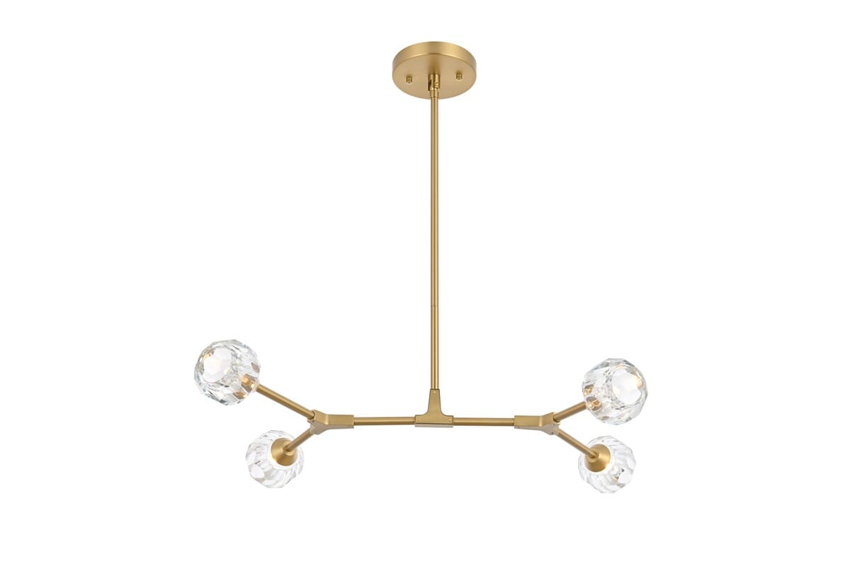 Zayne 4-Light Pendant in Gold and Clear