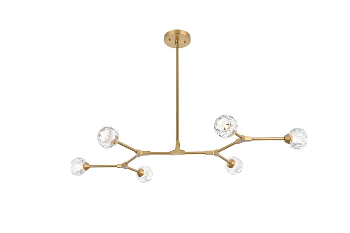 Zayne 6-Light Pendant in Gold and Clear