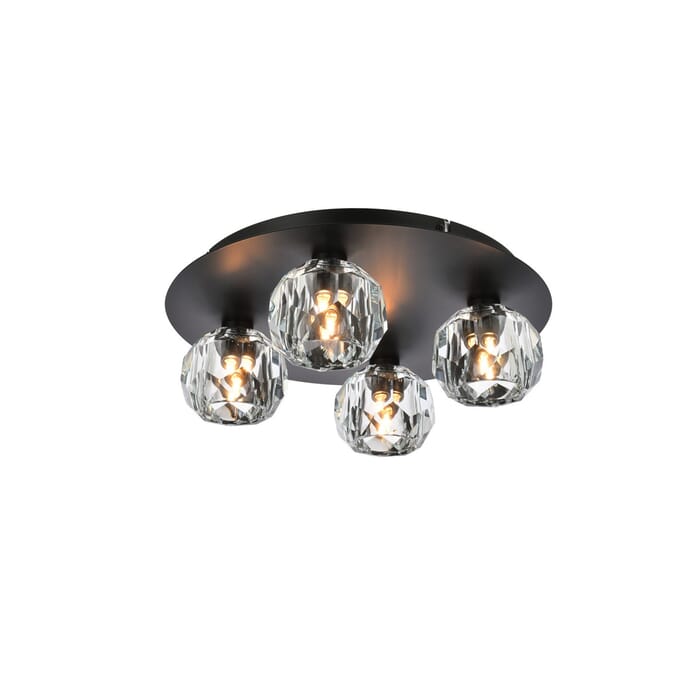 Graham 4-Light Flush Mount in Black and Clear Graham 4-Light Flush Mount in Black and Clear