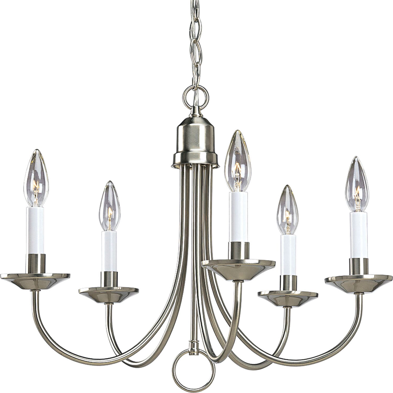 Brushed Nickel Five Light Chandelier from the Five Light Collection