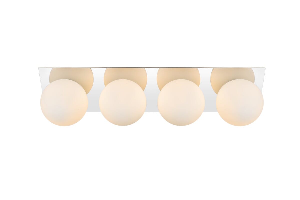 Jillian 4-Light Bathroom Vanity Light Sconce in Chrome and frosted white