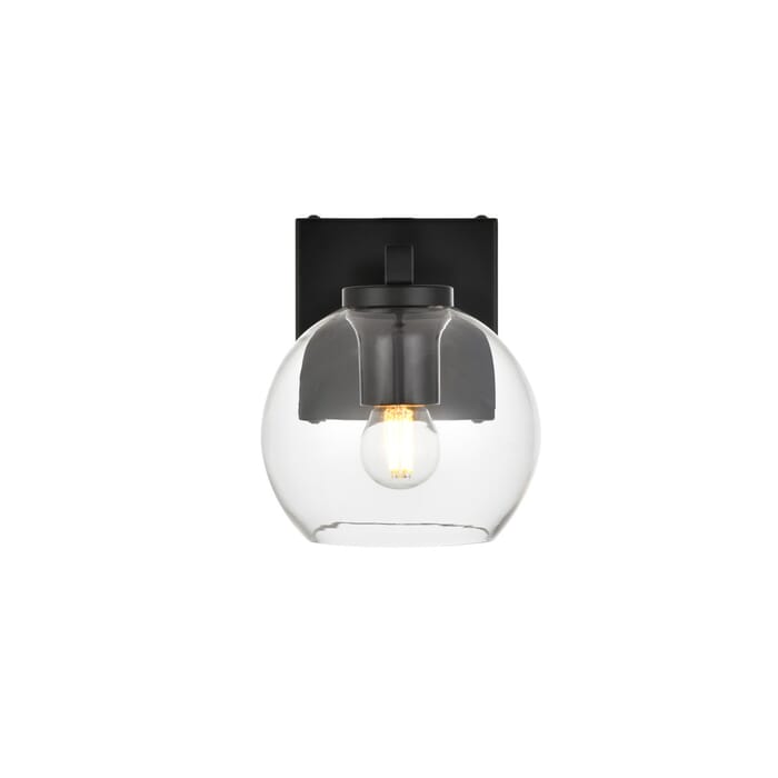 Juelz 1-Light Bathroom Vanity Light Sconce in Black and Clear Juelz 1-Light Bathroom Vanity Light Sconce in Black and Clear