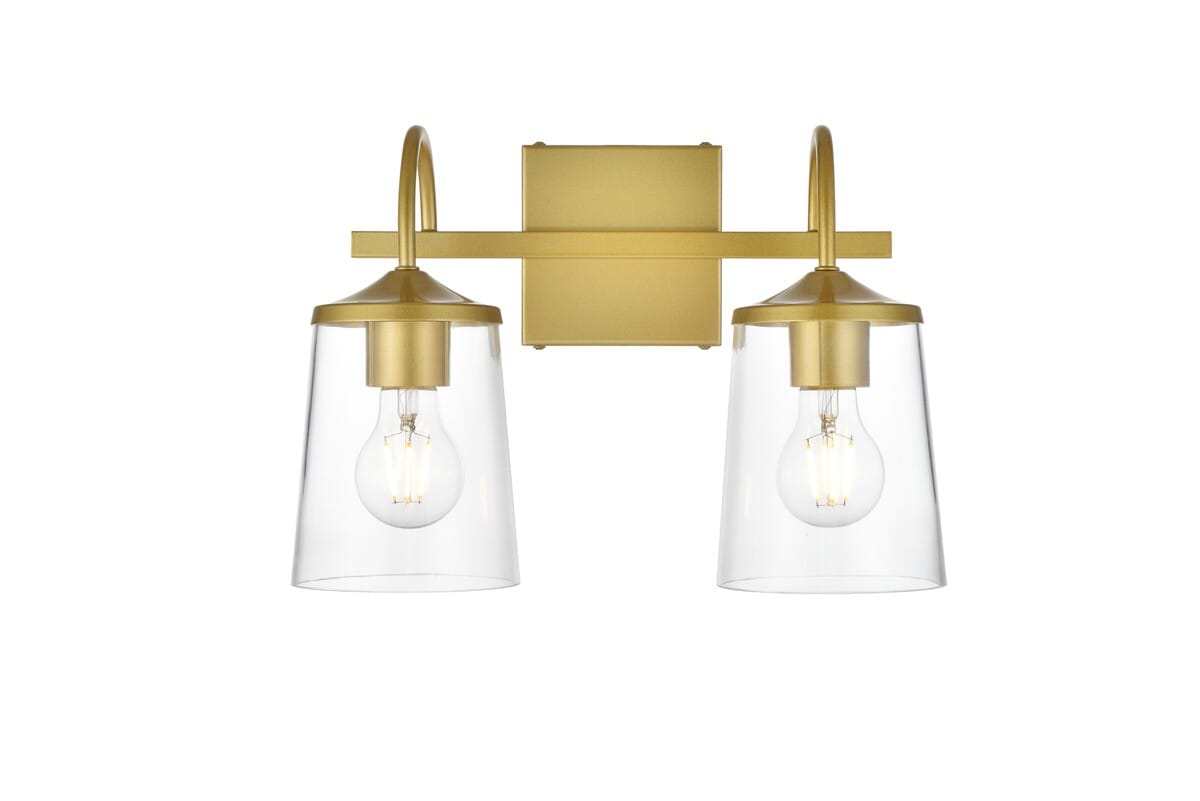 Avani 2-Light Bathroom Vanity Light Sconce in Brass and Clear