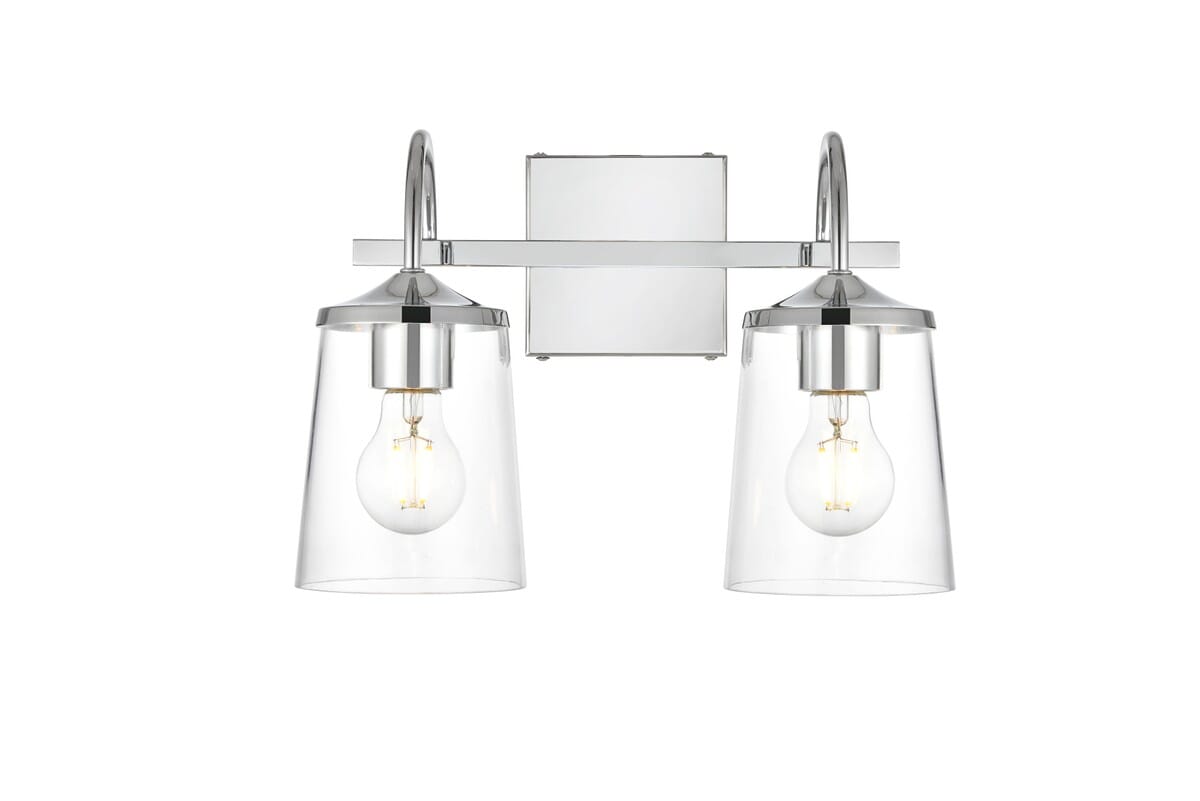 Avani 2-Light Bathroom Vanity Light Sconce in Chrome and Clear