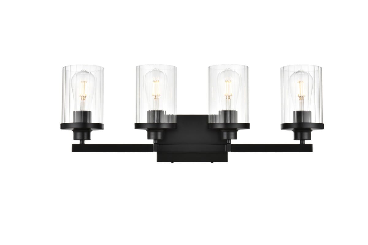 Saanvi 4-Light Bathroom Vanity Light Sconce in Black and Clear
