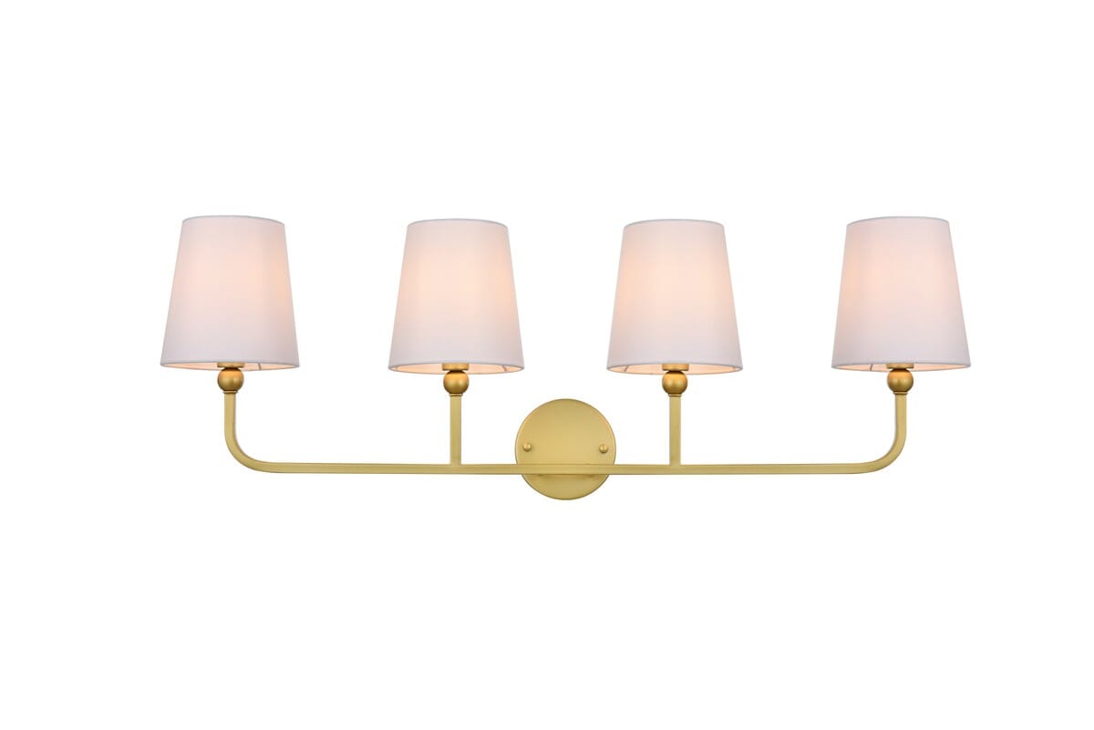 Colson 4-Light Bathroom Vanity Light Sconce in Brass and Clear