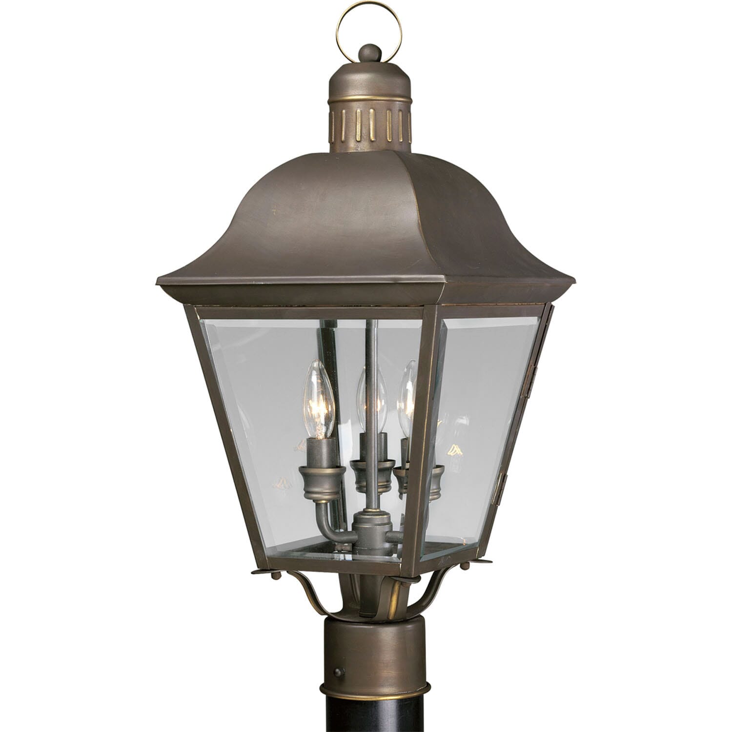 Antique Bronze Three Light Post Lantern from the Andover Collection