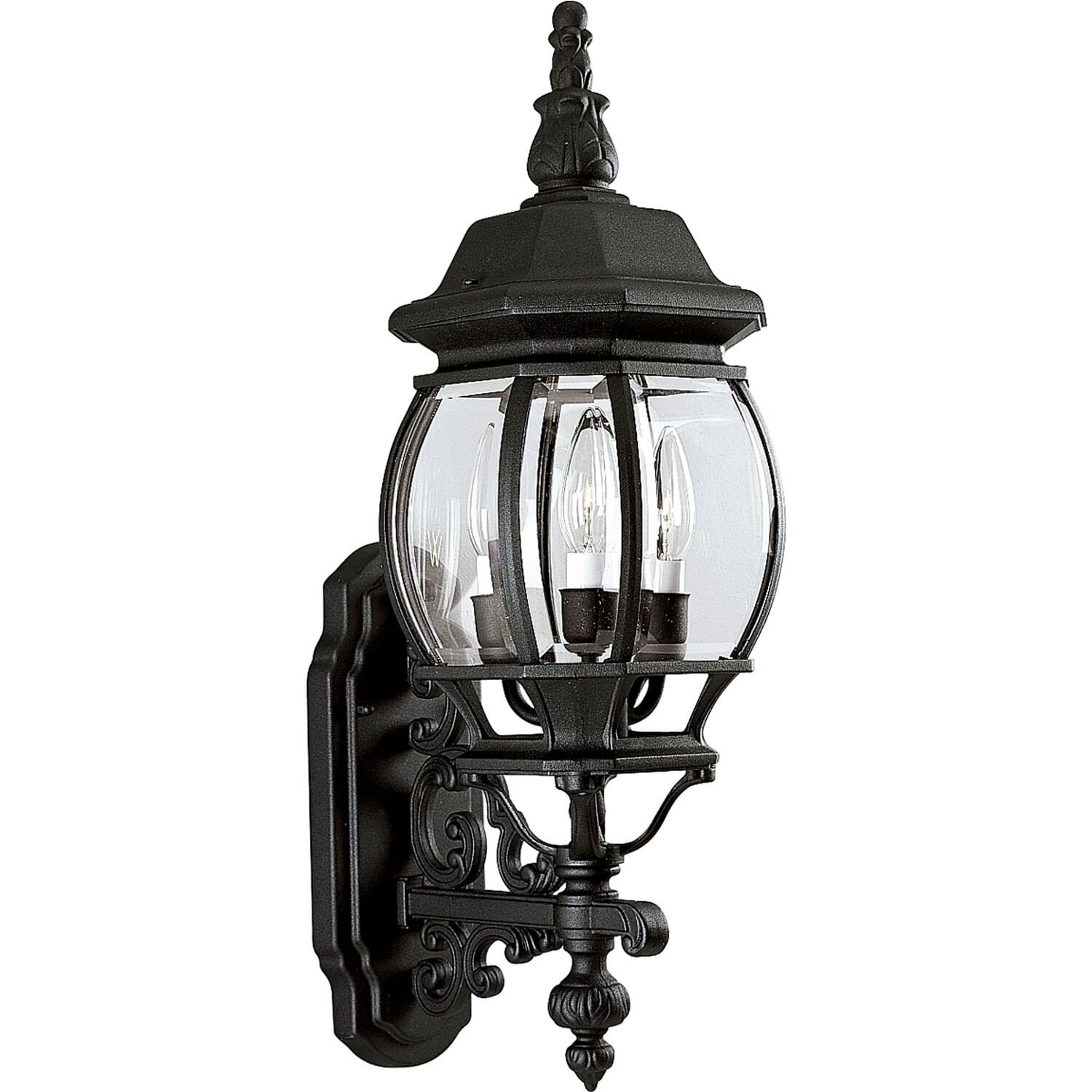 Textured Black Three Light Large Wall Lantern from the Onion Lantern Collection