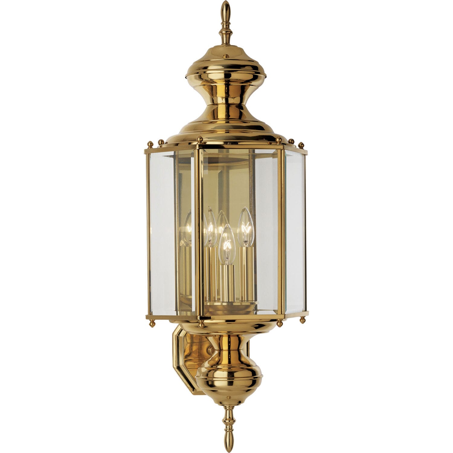 BrassGUARD Lantern Three Light Wall Lantern Polished Brass - Thumbnail 4