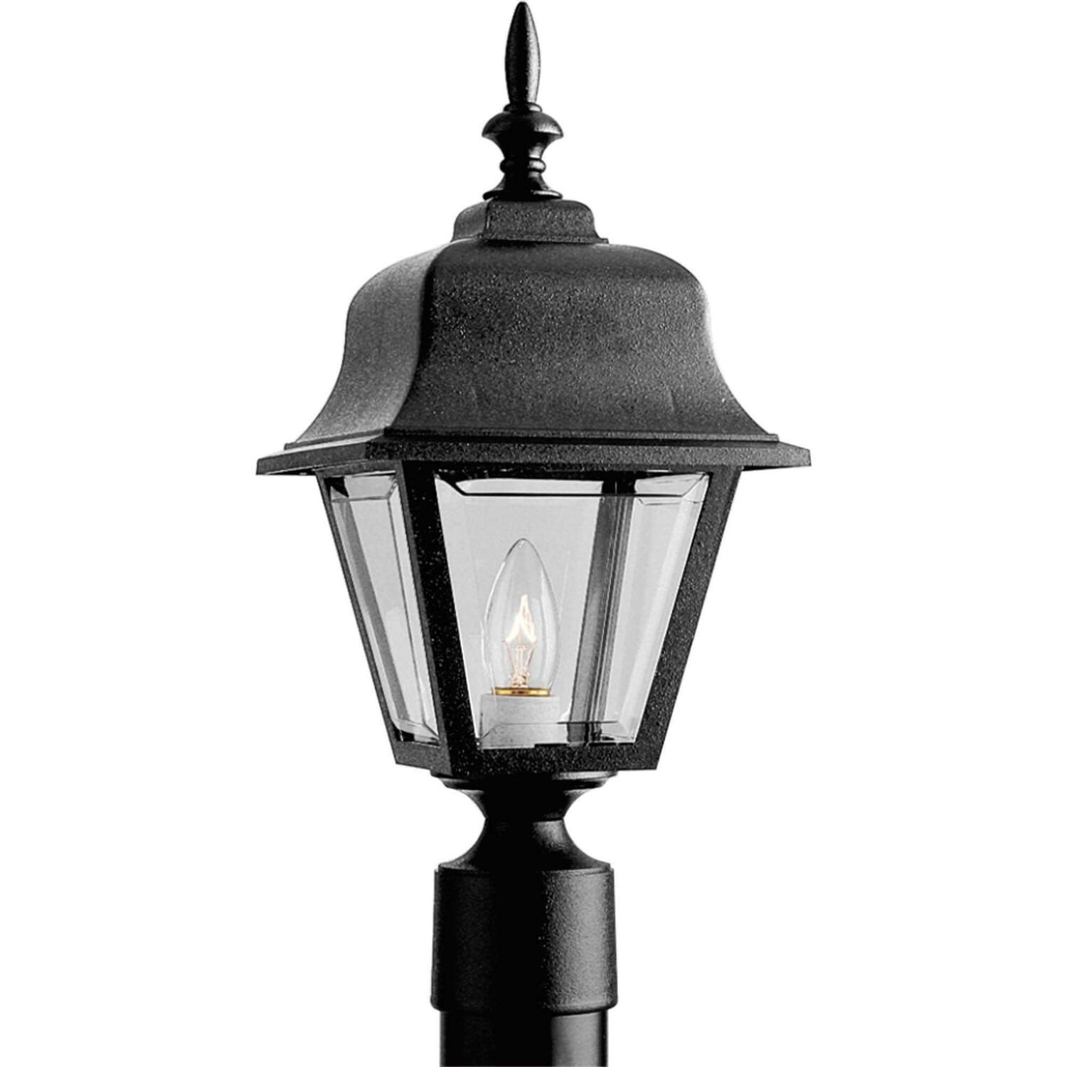 Black One Light Post Lantern from the Non-Metallic Incandescent Collection