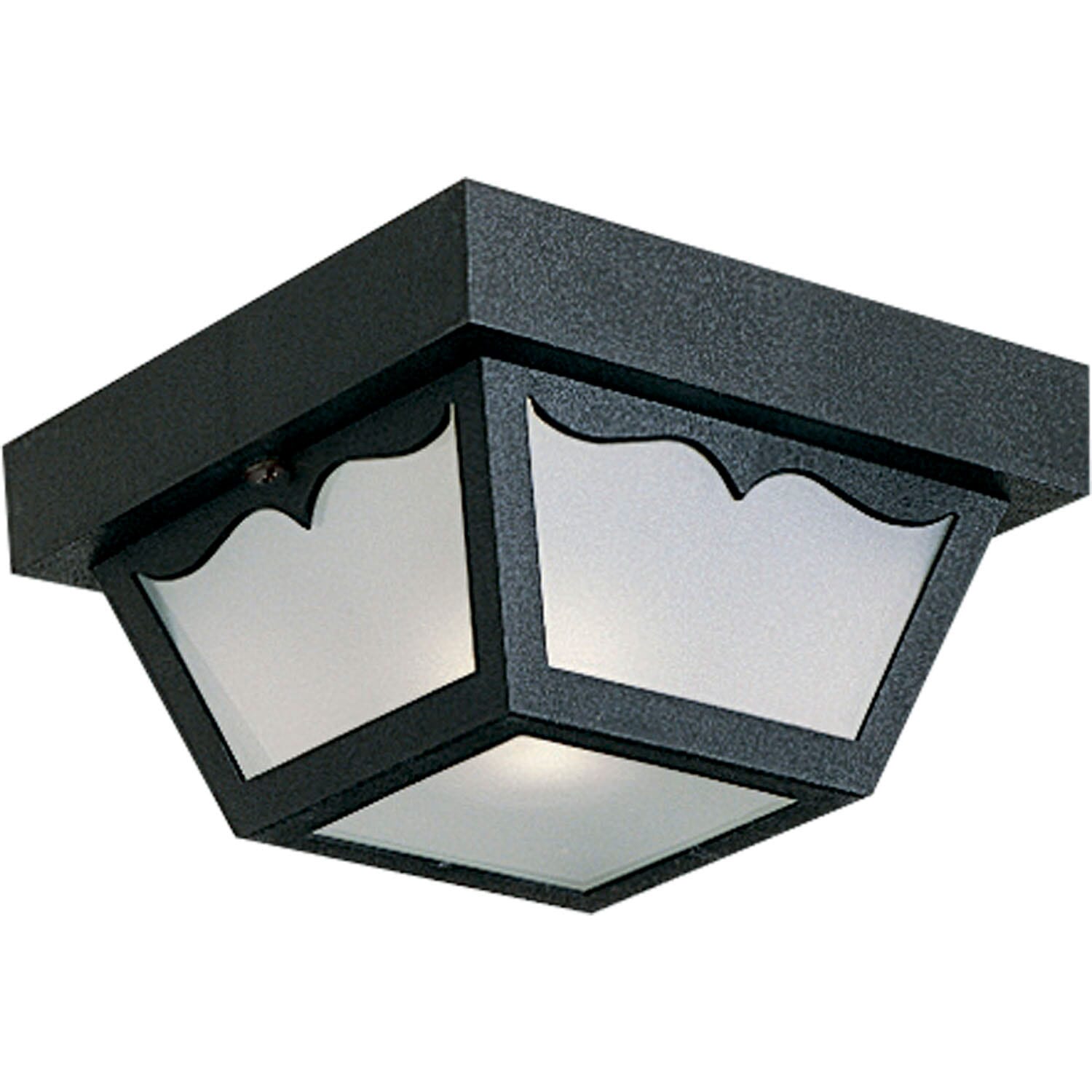Black One Light Outdoor Flush Mount from the Ceiling Mount - Polycarbonate Collection