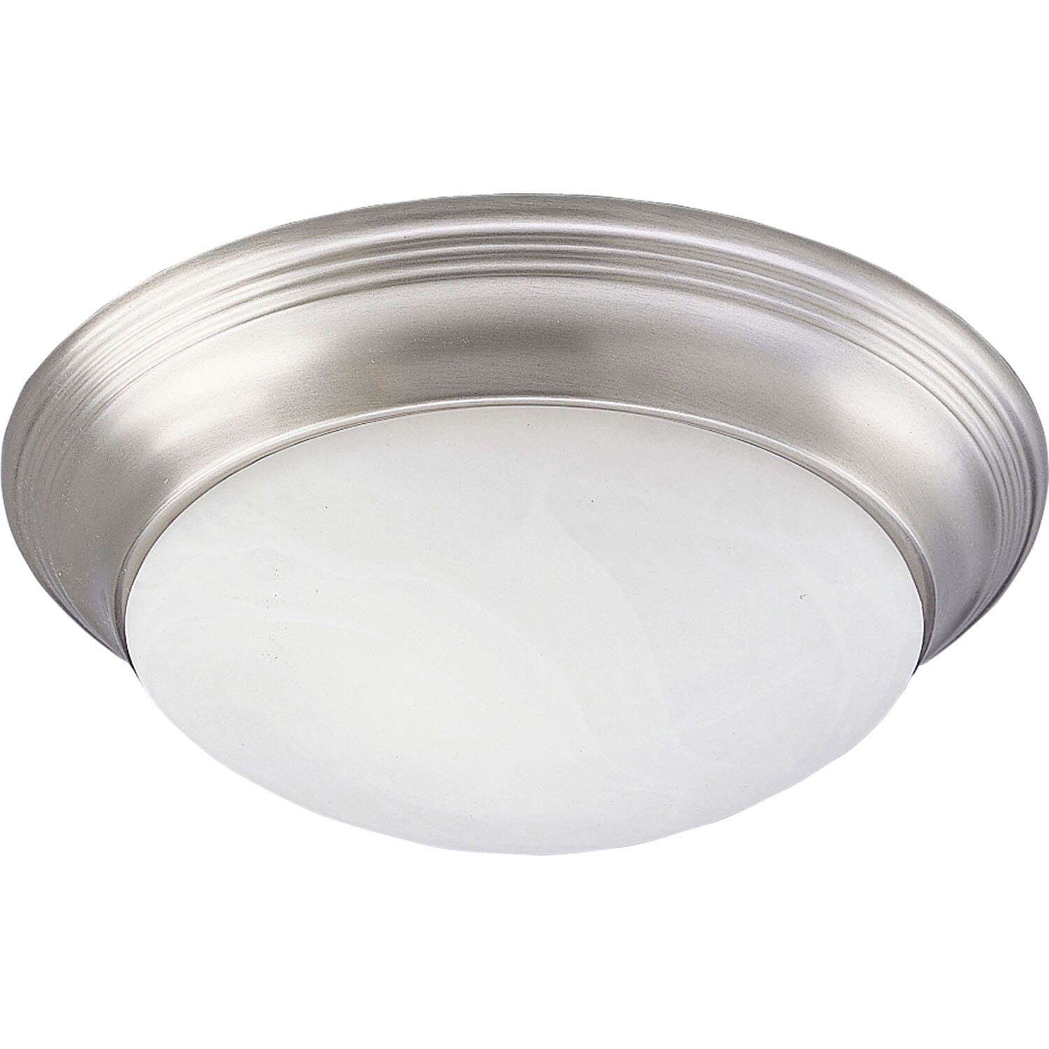 Brushed Nickel Two Light Flush Mount from the Alabaster Glass Collection