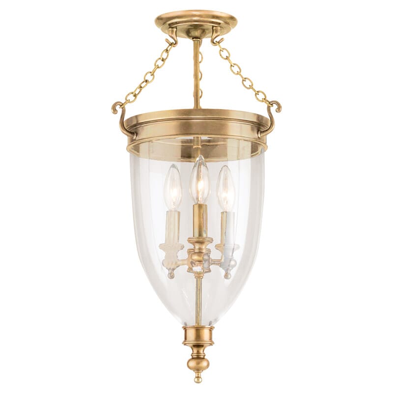Hanover 3-Light Ceiling Light in Aged Brass
