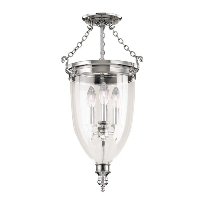 Hudson Valley Hanover 3-Light Ceiling Light in Polished Nickel Hudson Valley Hanover 3-Light Ceiling Light in Polished Nickel