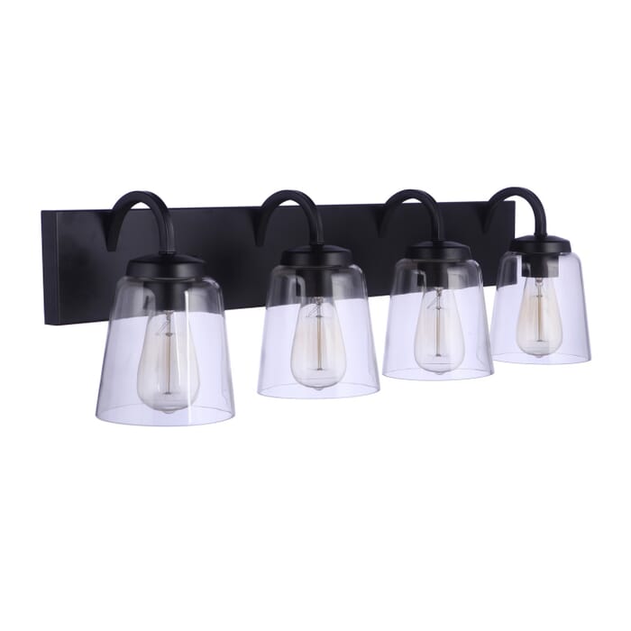Elsa 4-Light Bathroom Vanity Light in Flat Black Elsa 4-Light Bathroom Vanity Light in Flat Black