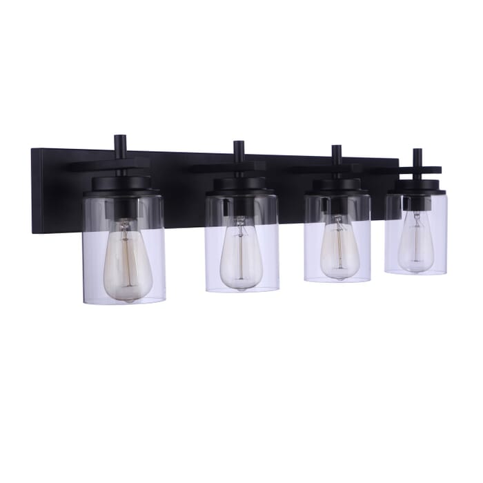 Reeves 4-Light Bathroom Vanity Light in Flat Black Reeves 4-Light Bathroom Vanity Light in Flat Black