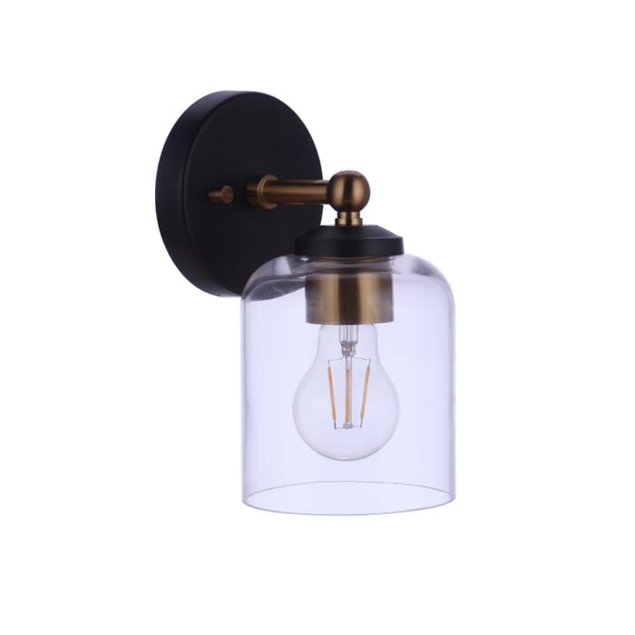 Coppa 1-Light Wall Sconce in Flat Black with Satin Brass Coppa 1-Light Wall Sconce in Flat Black with Satin Brass