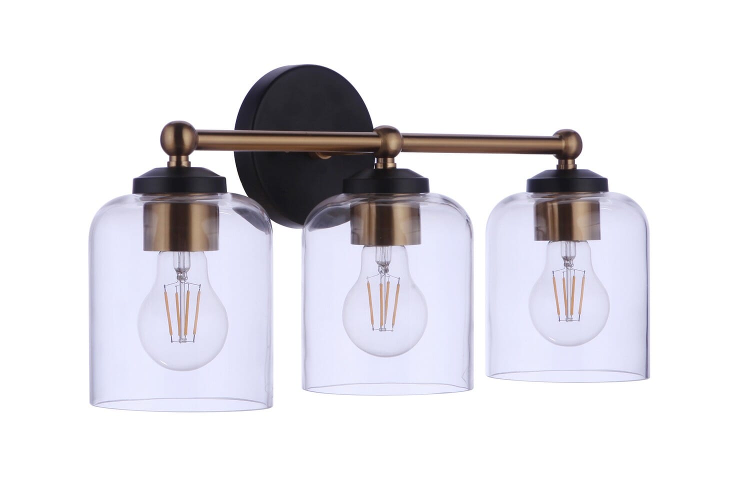 Coppa 3-Light Bathroom Vanity Light in Flat Black with Satin Brass