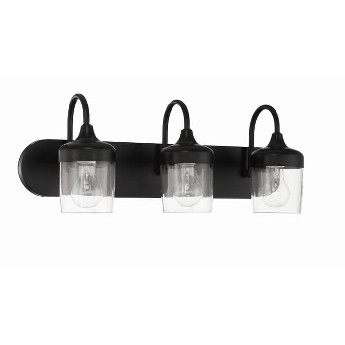 Wrenn 3-Light Bathroom Vanity Light in Flat Black Wrenn 3-Light Bathroom Vanity Light in Flat Black