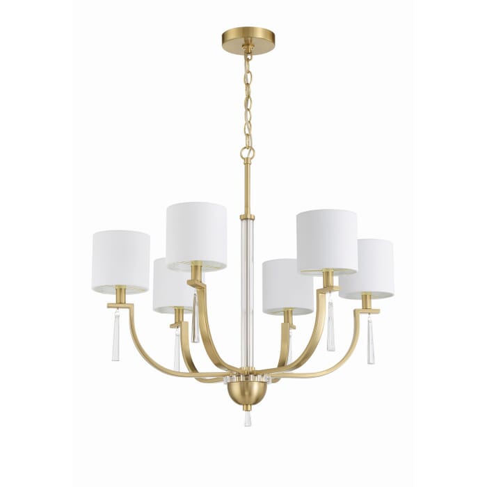 Fortuna 6-Light Chandelier in Satin Brass Fortuna 6-Light Chandelier in Satin Brass