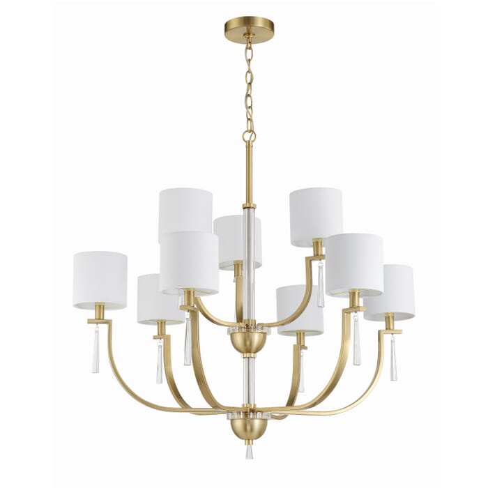 Fortuna 9-Light Chandelier in Satin Brass Fortuna 9-Light Chandelier in Satin Brass
