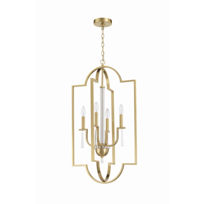 Fortuna 4-Light Foyer Pendant in Satin Brass Fortuna 4-Light Foyer Pendant in Satin Brass