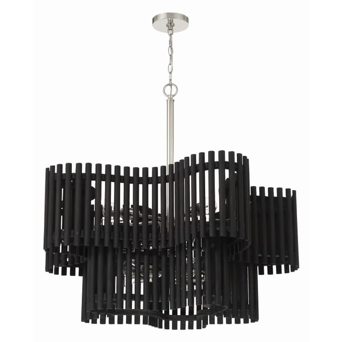 Freeform 10-Light Chandelier in Polished Nickel with Black Walnut Freeform 10-Light Chandelier in Polished Nickel with Black Walnut