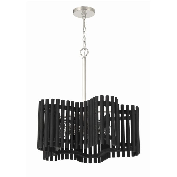 Freeform 5-Light Chandelier in Polished Nickel with Black Walnut Freeform 5-Light Chandelier in Polished Nickel with Black Walnut