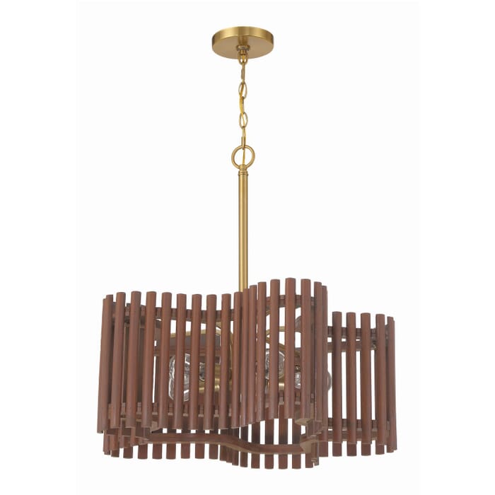 Freeform 5-Light Chandelier in Satin Brass with Walnut Freeform 5-Light Chandelier in Satin Brass with Walnut