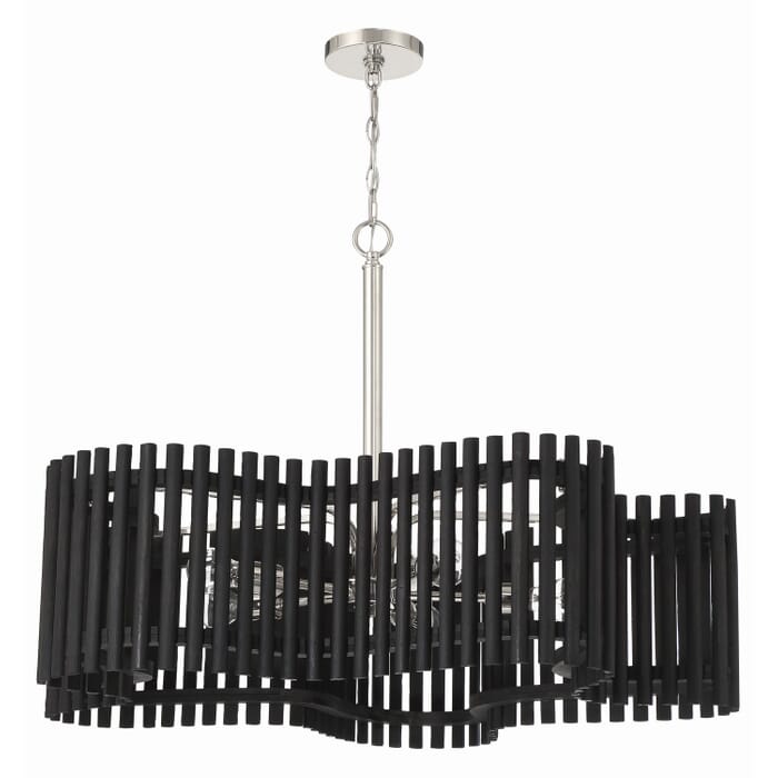 Freeform 5-Light Chandelier in Polished Nickel with Black Walnut Freeform 5-Light Chandelier in Polished Nickel with Black Walnut