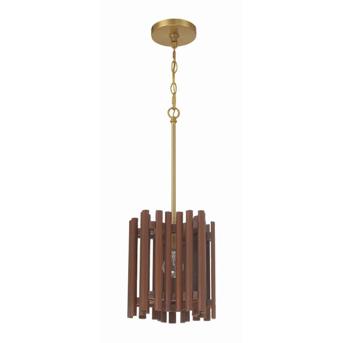 Freeform 1-Light Pendant in Satin Brass with Walnut Freeform 1-Light Pendant in Satin Brass with Walnut