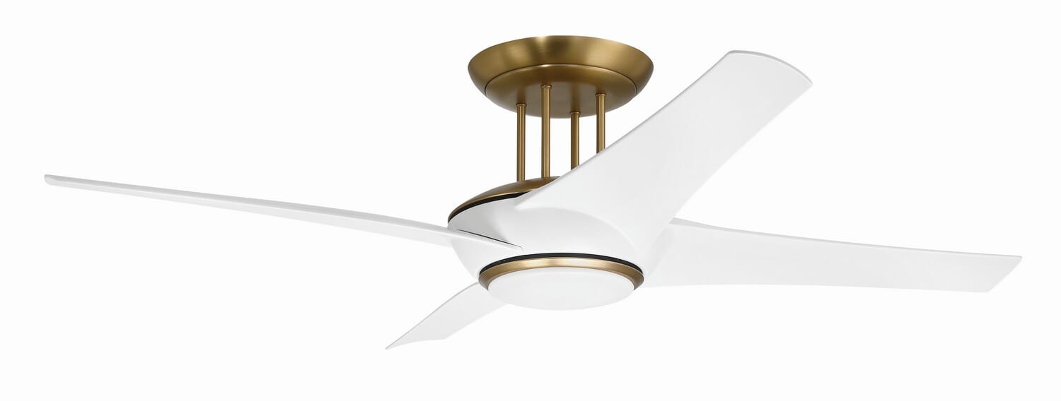Cam 1-Light 54" Hanging Ceiling Fan in White with Satin Brass