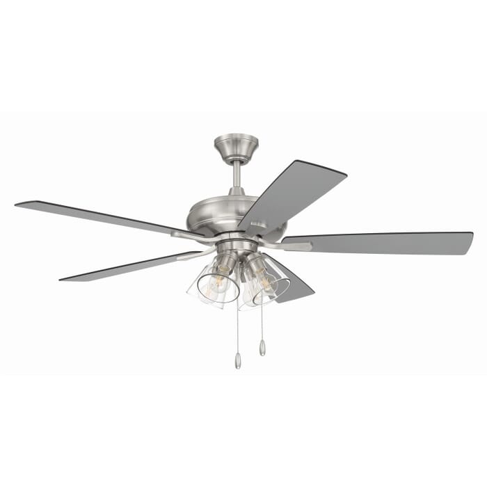 Economy Clear 4-Light 52" Hanging Ceiling Fan in Brushed Polished Nickel Economy Clear 4-Light 52" Hanging Ceiling Fan in Brushed Polished Nickel