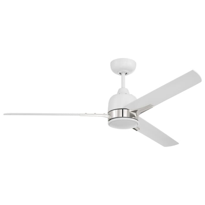 Fuller 1-Light 52" Hanging Ceiling Fan in White with Polished Nickel Fuller 1-Light 52" Hanging Ceiling Fan in White with Polished Nickel