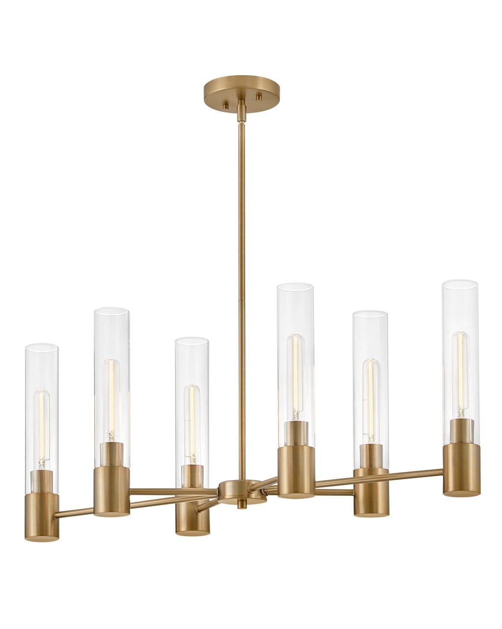 Lacquered Brass LED Linear Chandelier from the Shea Collection