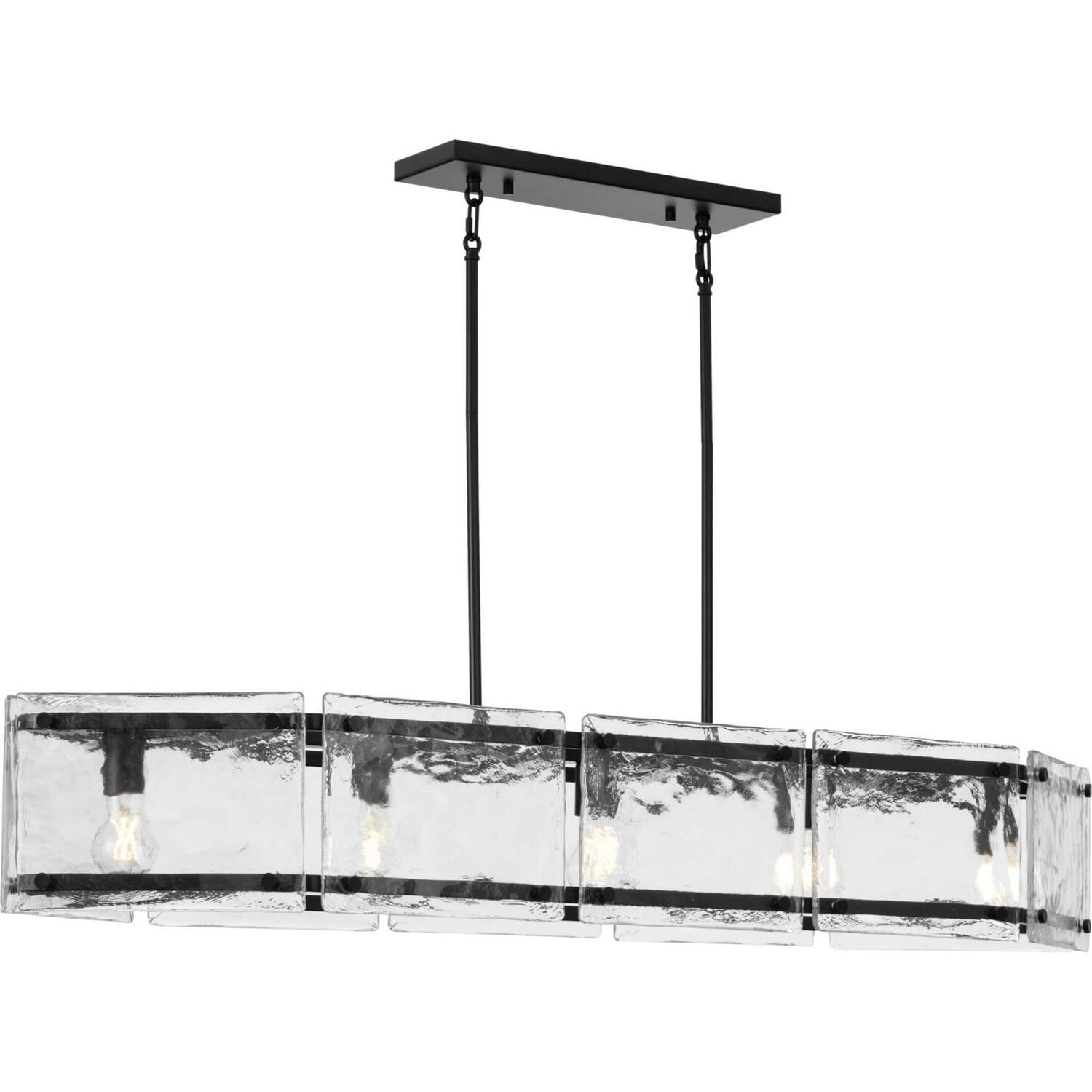 Matte Black Five Light Island Pendant from the Rivera Collection