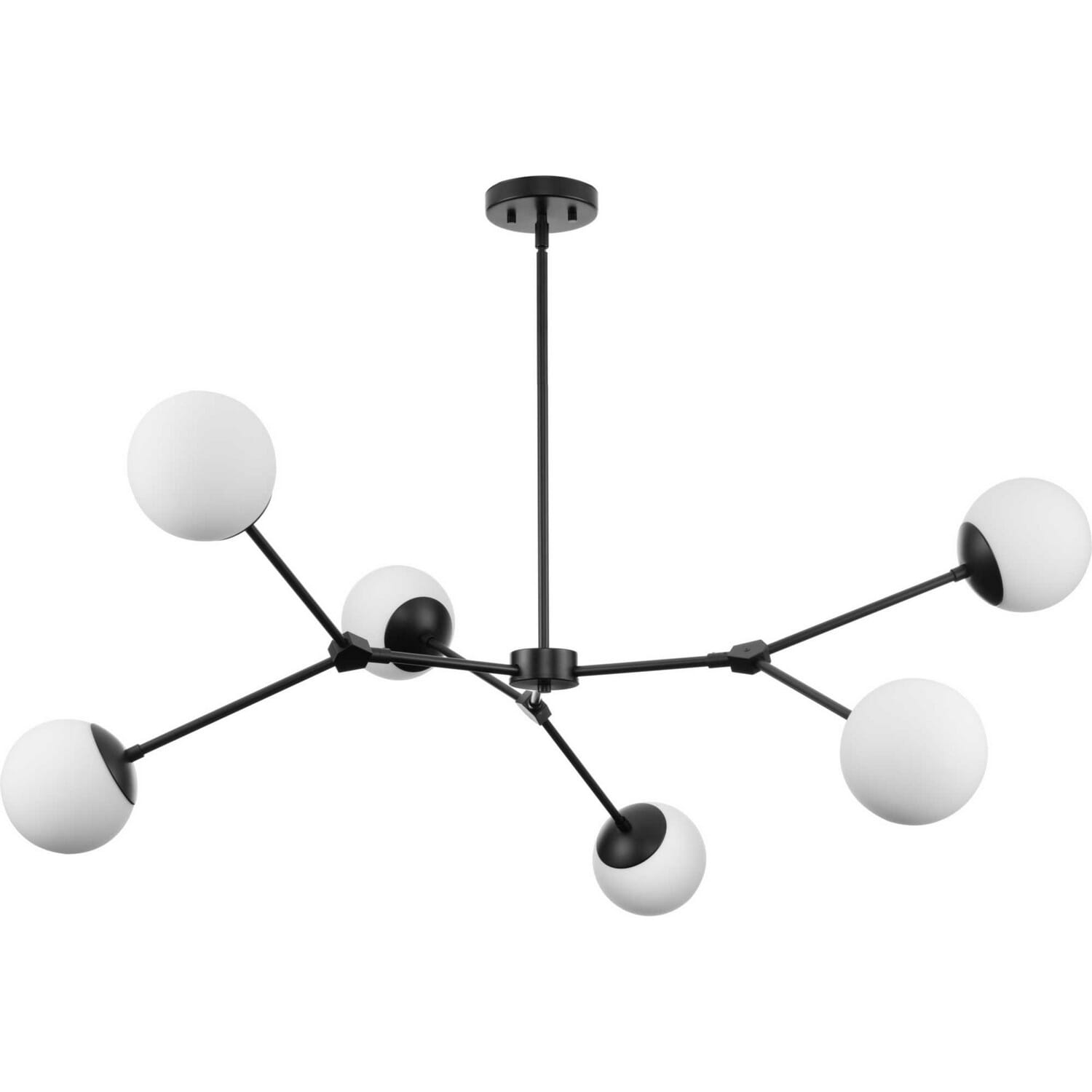 Matte Black Six Light Chandelier from the Haas Collection