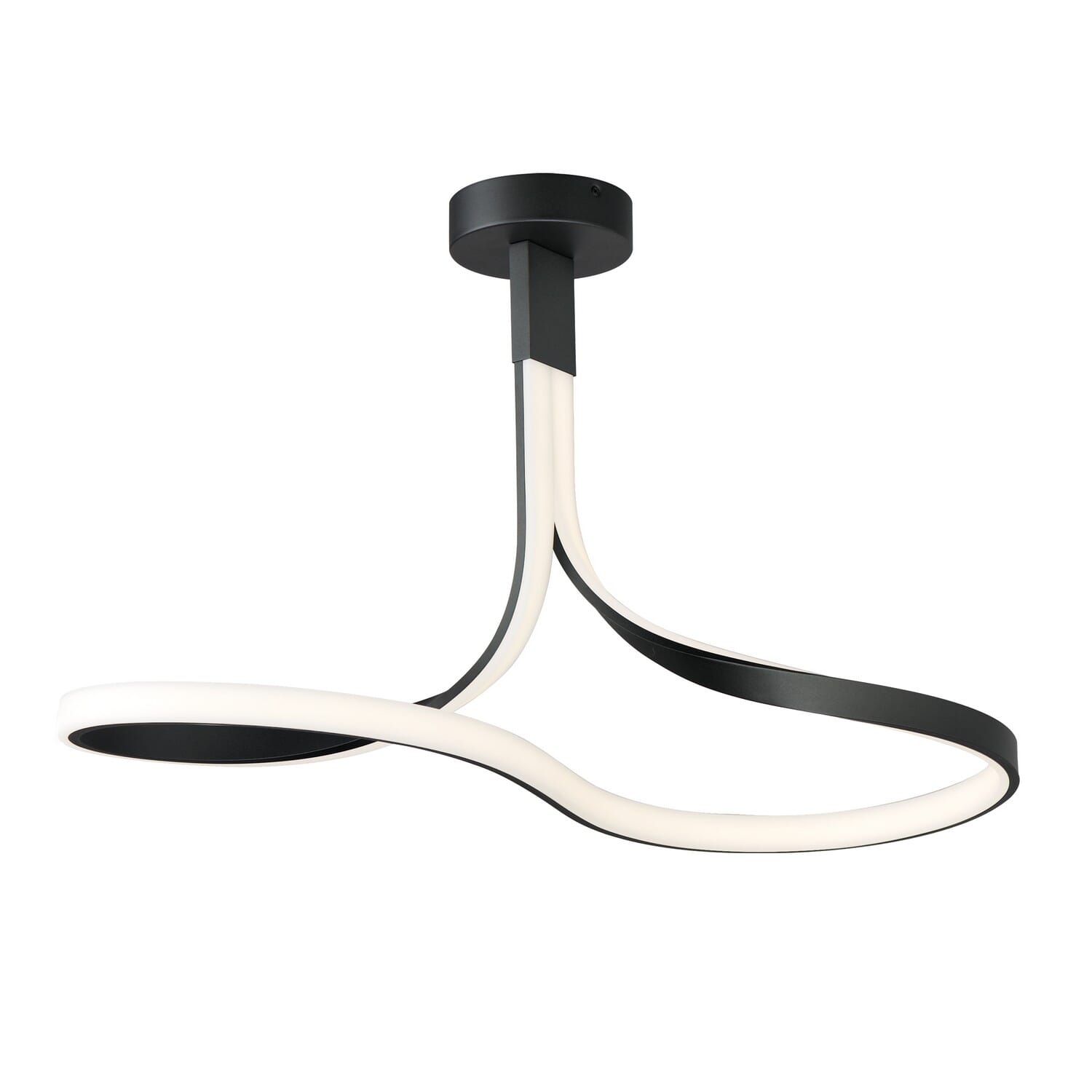 Serpentine 1-Light LED Semi-Flush Mount in Black