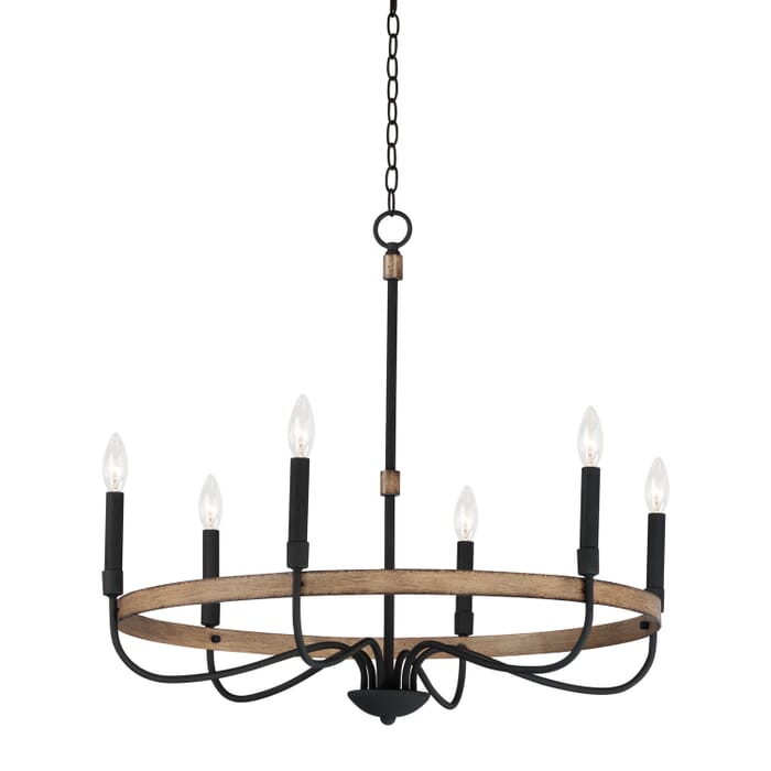 Franklin 6-Light Chandelier in Driftwood with Black Franklin 6-Light Chandelier in Driftwood with Black