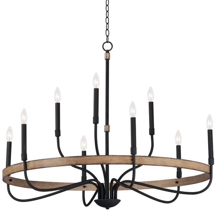 Franklin 9-Light Chandelier in Driftwood with Black Franklin 9-Light Chandelier in Driftwood with Black